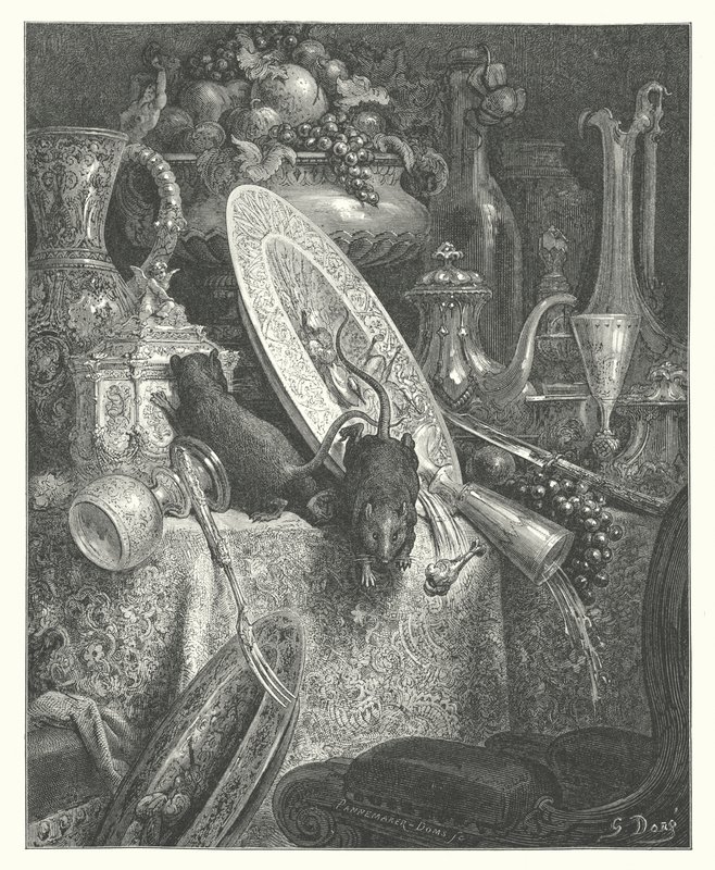 Le favole di La Fontaine: Il topo di città e il topo di campagna da Gustave Dore
