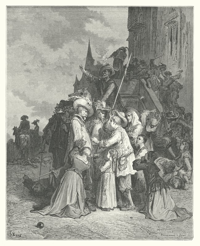 Le favole di La Fontaine: Gli avvoltoi e i piccioni (incisione) da Gustave Dore