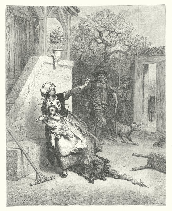 Le favole di La Fontaine: Il lupo, la madre e il bambino da Gustave Dore