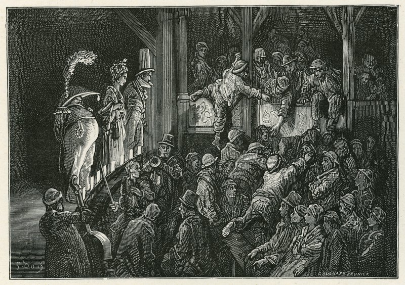 Il Penny Gaff a Whitechapel da Gustave Dore