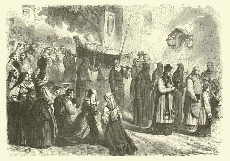 Processione funebre di una giovane ragazza, Sparanise, Italia da Gustave Janet