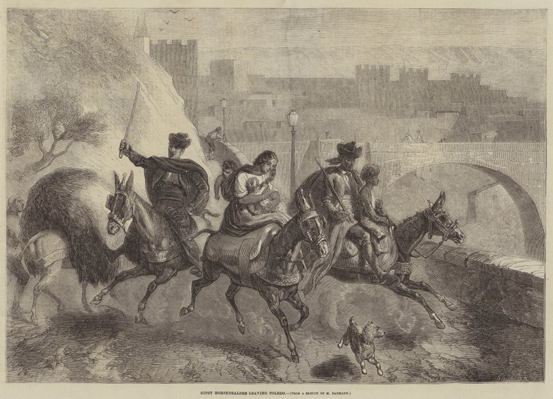 Mercanti di cavalli zingari che lasciano Toledo da Gustave Janet