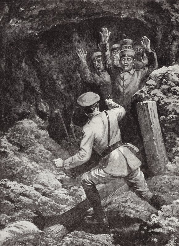 Il tenente Morland cattura diciotto tedeschi in una miniera a Givenchy, Francia, maggio 1915 da H. Ripperger