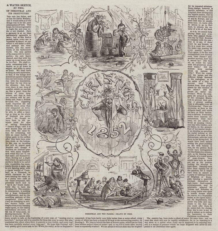 Natale e le inondazioni da Hablot Knight Browne