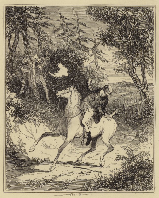 I luddisti sparano al signor Horsfall (incisione) da Hablot Knight (1815 92) (after) Browne
