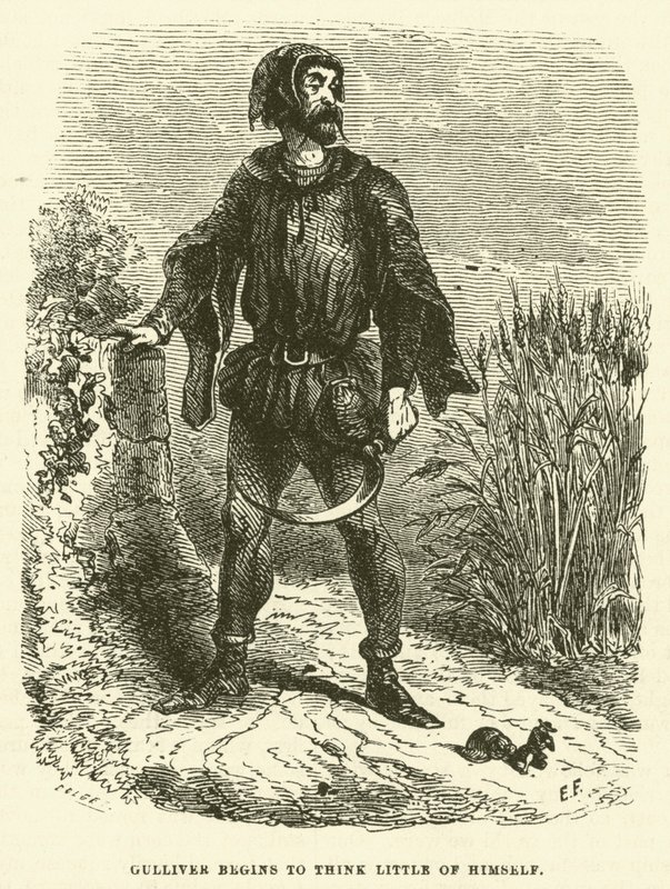 Gulliver inizia a pensare poco di sé (incisione) da after Hablot Knight Browne