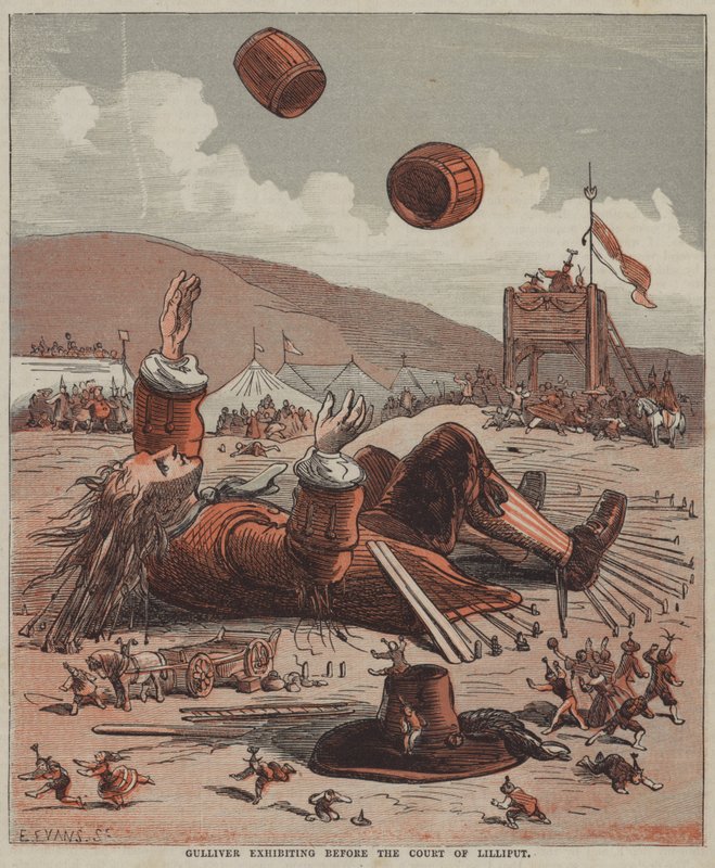 Gulliver davanti alla corte di Lilliput da after Hablot Knight Browne