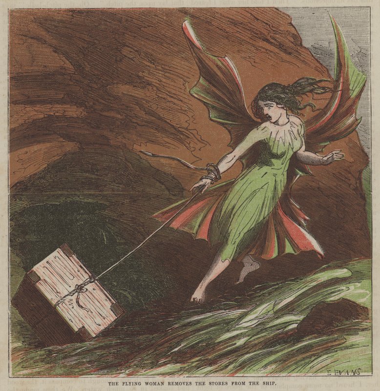 La donna volante rimuove le provviste dalla nave da after Hablot Knight Browne