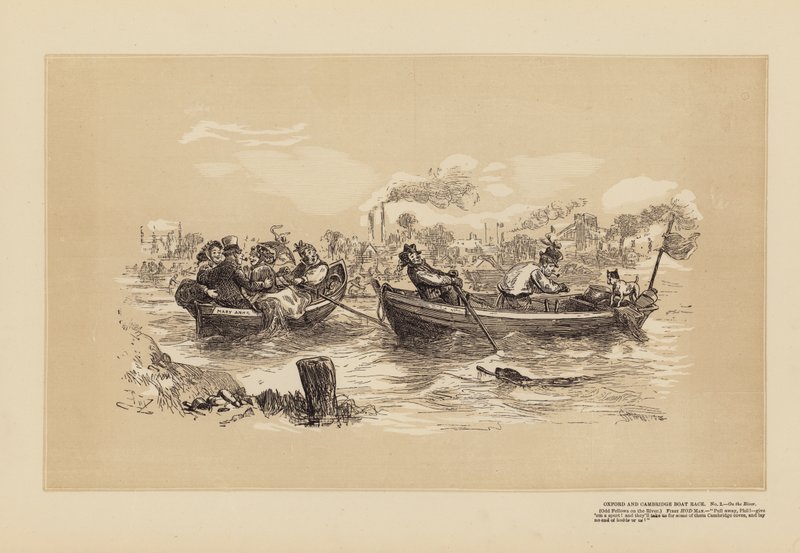 Gara di barche Oxford e Cambridge, n. 2, sul fiume da Hablot Knight (1815 92) Browne