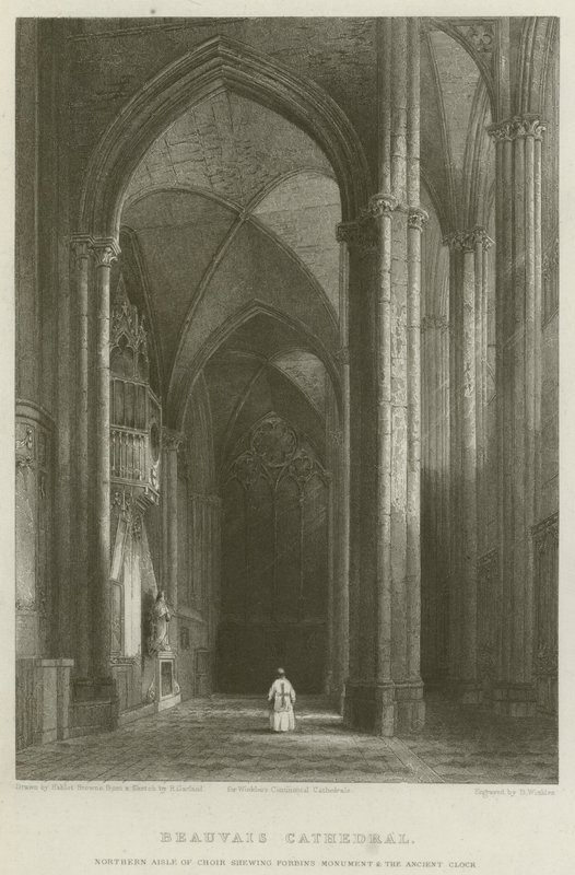 Cattedrale di Beauvais, navata nord del coro con il monumento di Forbin e l