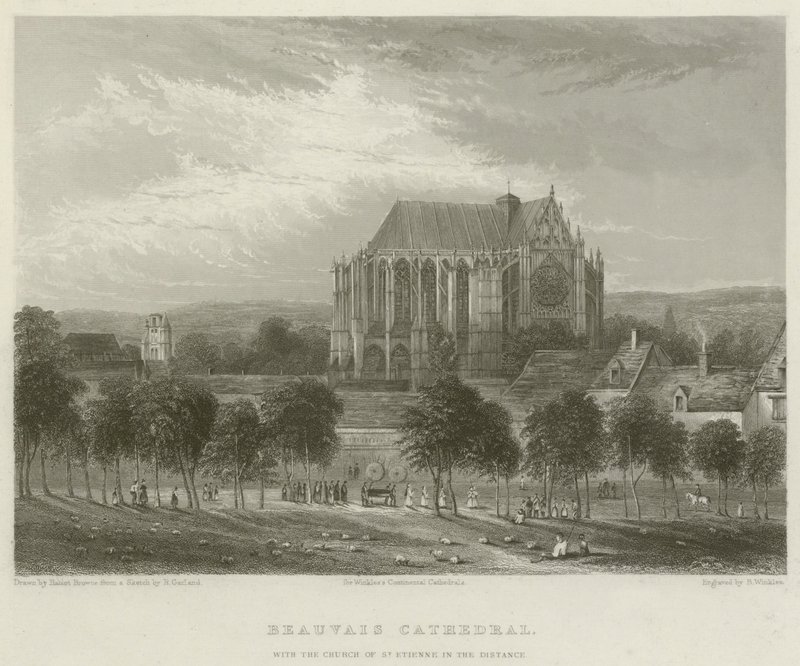 Cattedrale di Beauvais, con la chiesa di St Etienne in lontananza da Hablot Knight Browne
