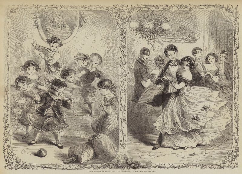 Quattro fasi del Natale da Hablot Knight Browne