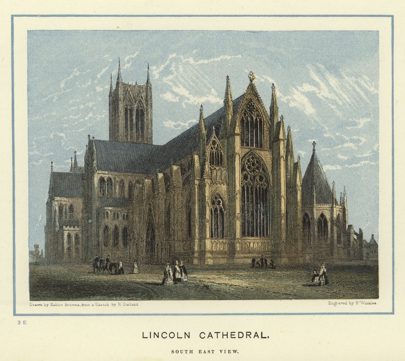 Cattedrale di Lincoln, vista sud-est da Hablot Knight Browne