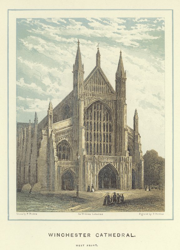 Cattedrale di Winchester, facciata ovest da Hablot Knight Browne