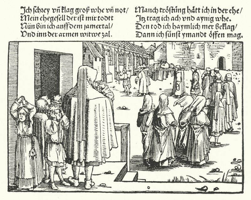 La sepoltura del capo famiglia (incisione) da Hans (after) Burgkmair