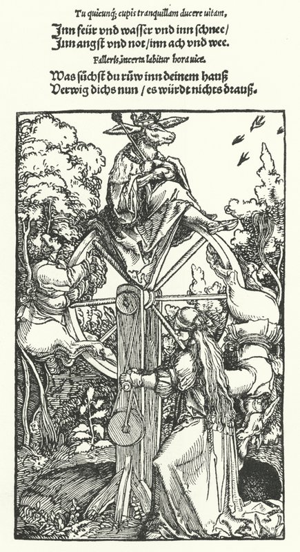 La ruota della fortuna (incisione) da Hans (after) Burgkmair