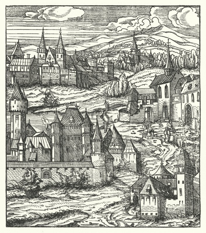 Wiener Neustadt, Austria, luogo di nascita di Massimiliano I, Sacro Romano Imperatore da Hans (after) Burgkmair