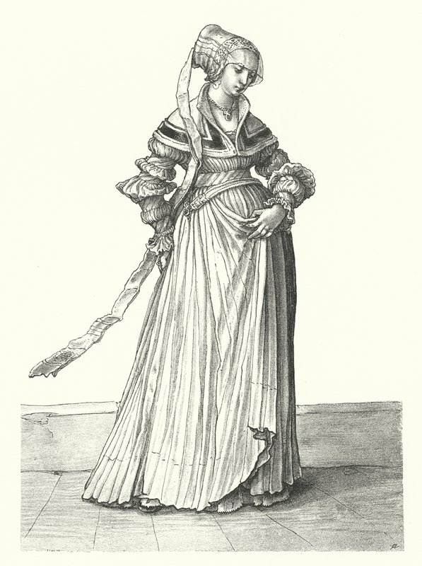 Costume di una donna di Basilea (incisione) da Hans (after) Holbein the Younger