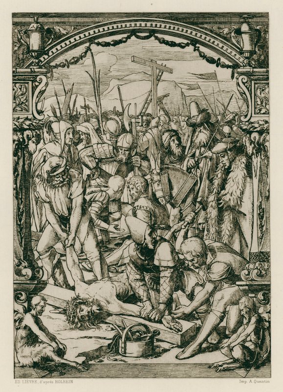 Gesù Cristo, crocifisso (incisione) da Hans (after) Holbein the Younger