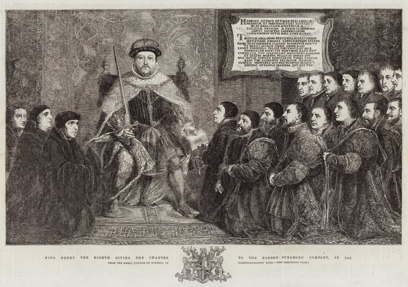Re Enrico VIII che concede la Carta alla Compagnia dei Barbieri-Chirurghi, nel 1541 da Hans Holbein der Jüngere