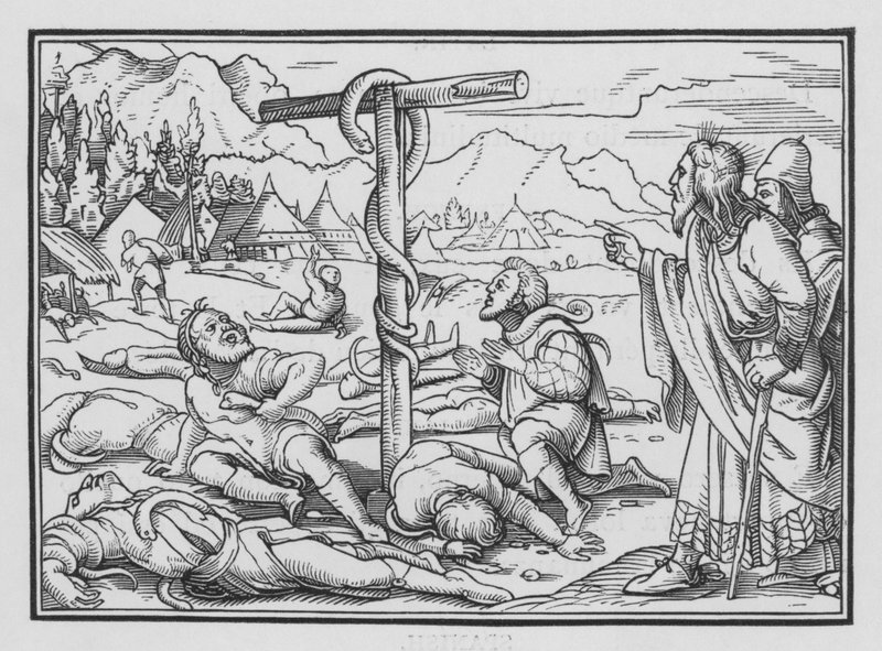 Il serpente di bronzo, Numeri XXI, 9 da Hans Holbein der Jüngere