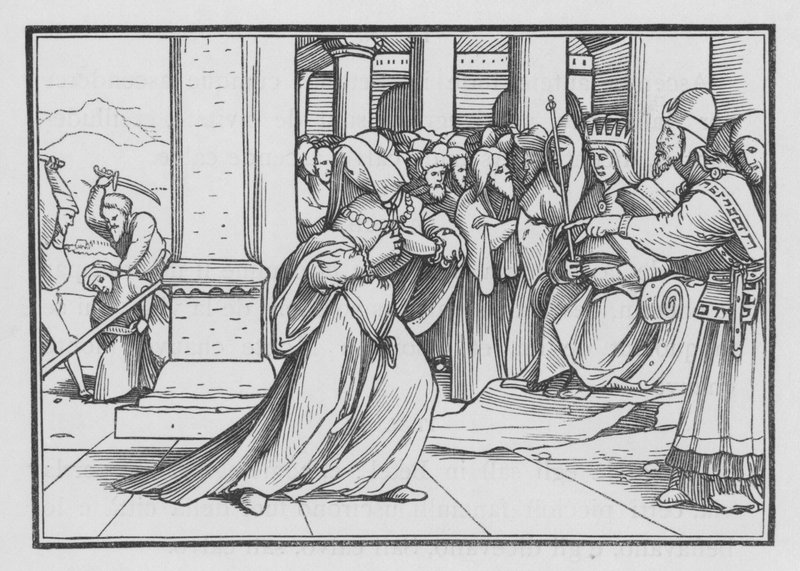 Atalia, spingendosi nel tempio, viene catturata e uccisa, 2 Re XI, 14 da Hans after Holbein the Younger