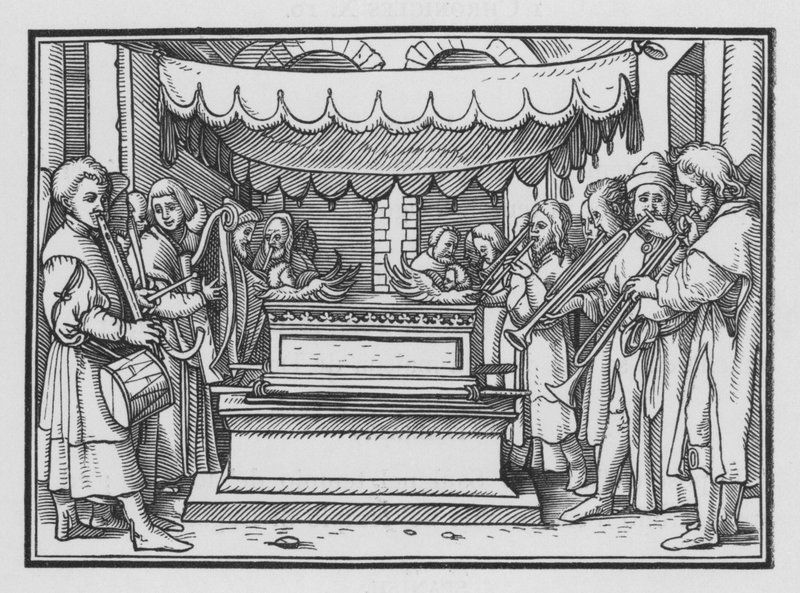 Davide Nomina un Gruppo di Cantori e Musicisti per Lodare il Signore, 1 Cronache XVI, 4 da Hans after Holbein the Younger