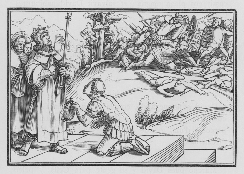 Davide Piange per Saul e Gionatan, 2 Samuele I, 11 da Hans after Holbein the Younger