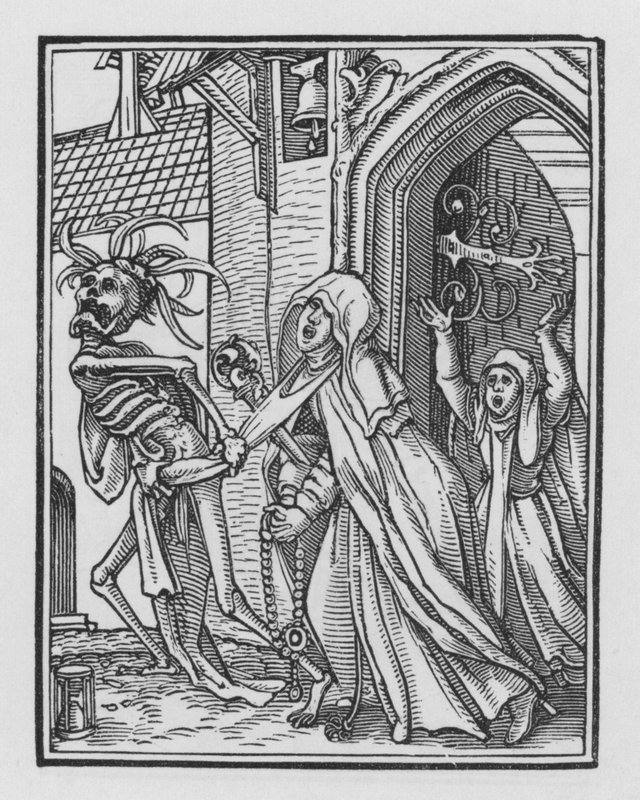 La danza della morte di Holbein: La badessa da Hans after Holbein the Younger