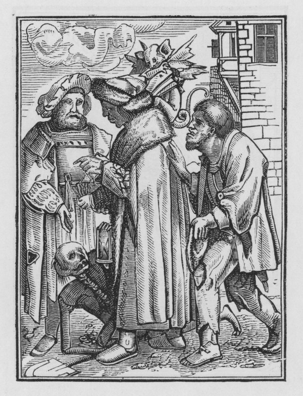 La danza della morte di Holbein: Il magistrato da Hans after Holbein the Younger