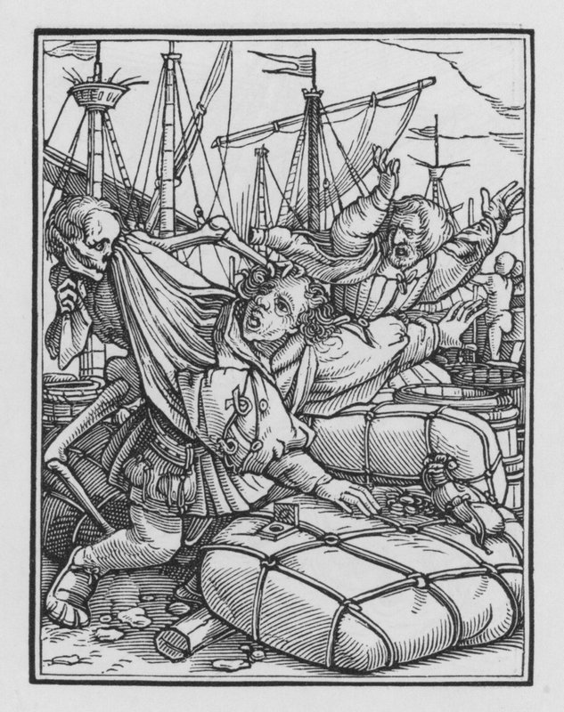 La danza della morte di Holbein: Il mercante da Hans after Holbein the Younger