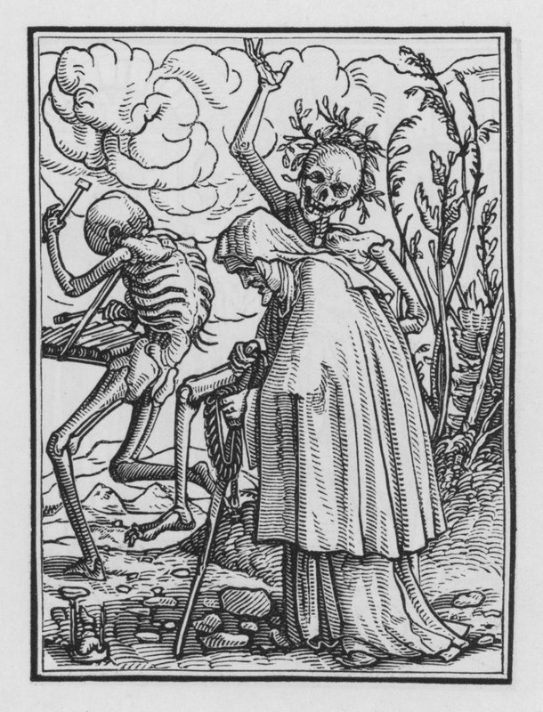La danza della morte di Holbein: La vecchia da Hans after Holbein the Younger