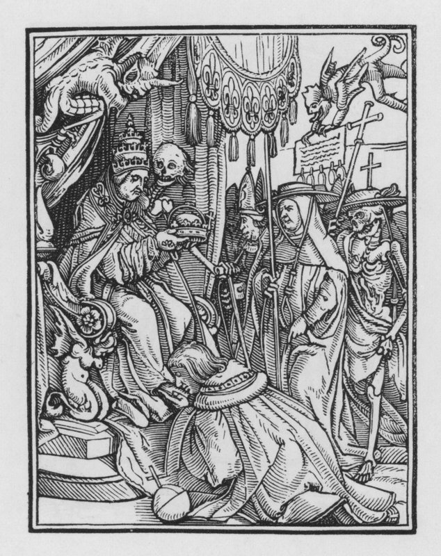 La danza della morte di Holbein: Il papa da Hans after Holbein the Younger