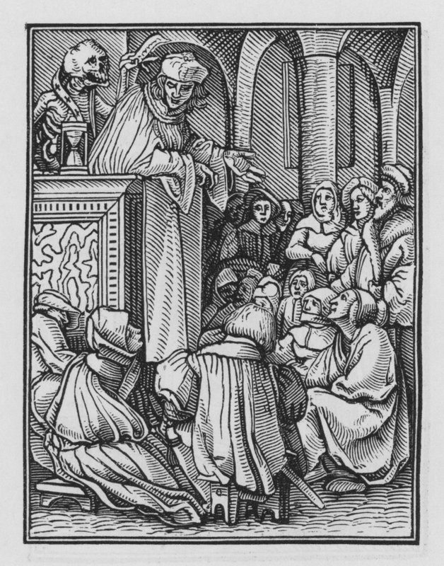 La danza della morte di Holbein: Il predicatore da Hans after Holbein the Younger