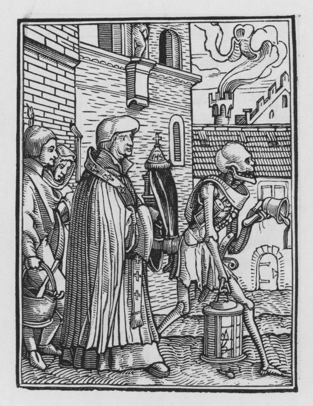 La danza della morte di Holbein: Il prete da Hans after Holbein the Younger