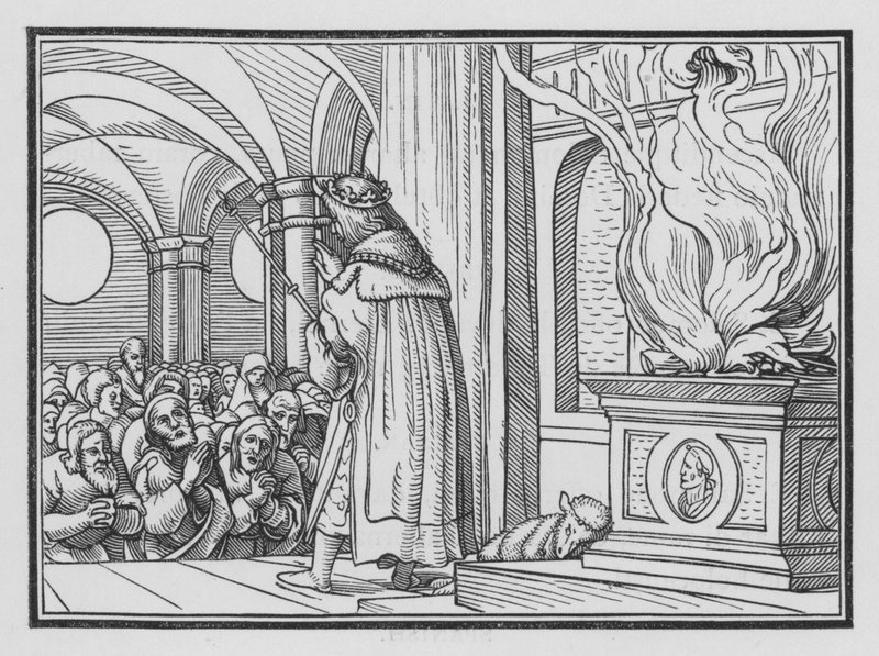 Salomone Benedice il Popolo e Loda Dio, 2 Cronache VI, 12 da Hans after Holbein the Younger
