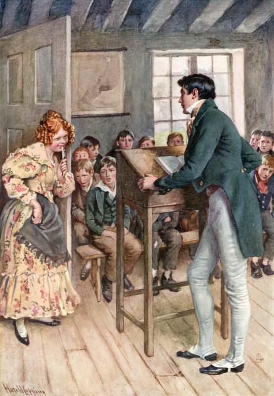 Fanny Squeers e Nicholas Nickleby (litografia a colori) da Harold Copping