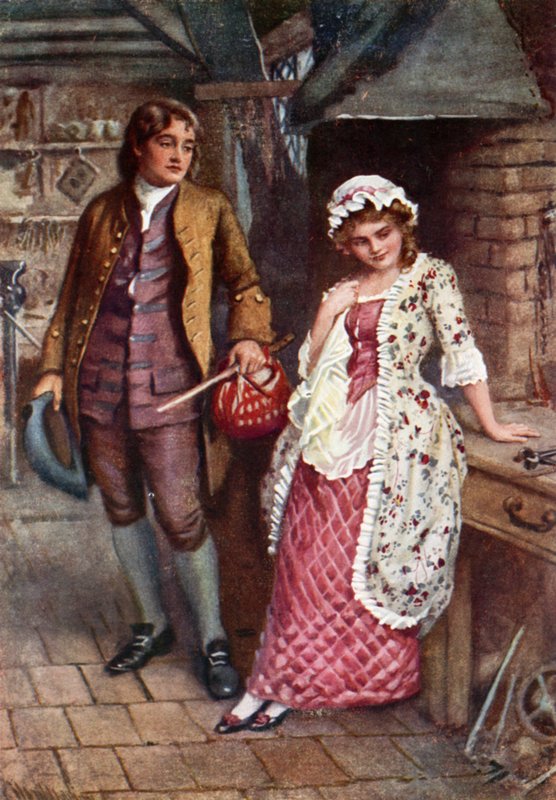 Joe Willet e Dolly Varden (litografia a colori) da Harold Copping