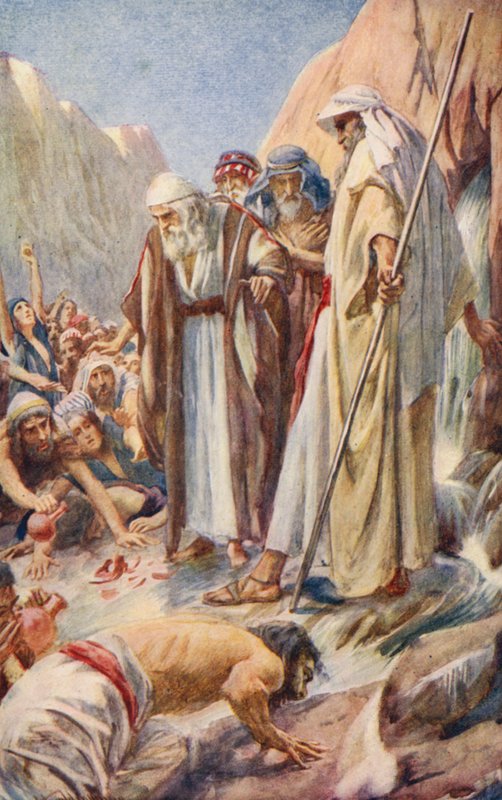Antico Testamento: Acqua dalla roccia da Harold Copping