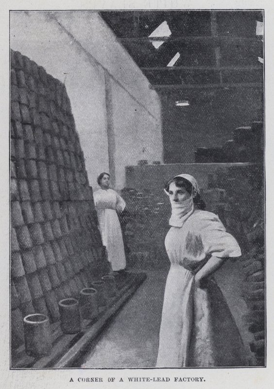 Un angolo di una fabbrica di biacca (foto in b/n) da Harold Hume Piffard