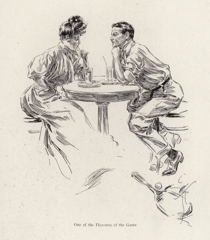 Coppia che beve dopo una partita di tennis da Harrison Fisher