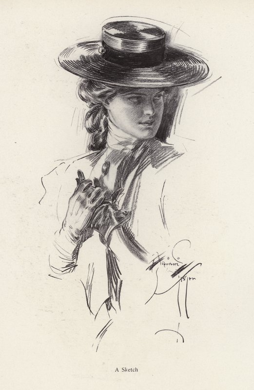 Ritratto di una donna con cappello da Harrison Fisher