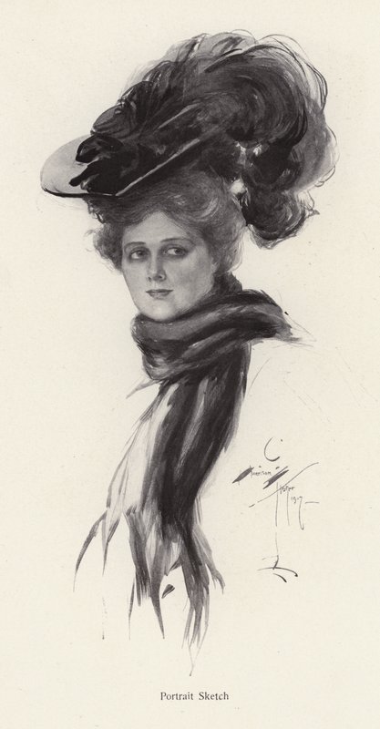 Ritratto di una donna con un grande cappello da Harrison Fisher