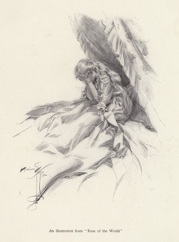 Rosamond English, un personaggio di Rose of the World, un romanzo di Egerton Castle da Harrison Fisher