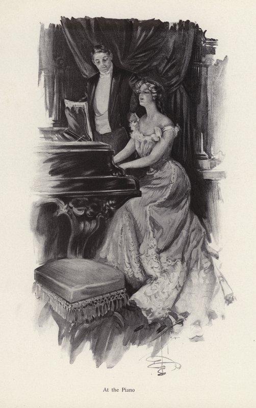 Donna che canta al pianoforte da Harrison Fisher