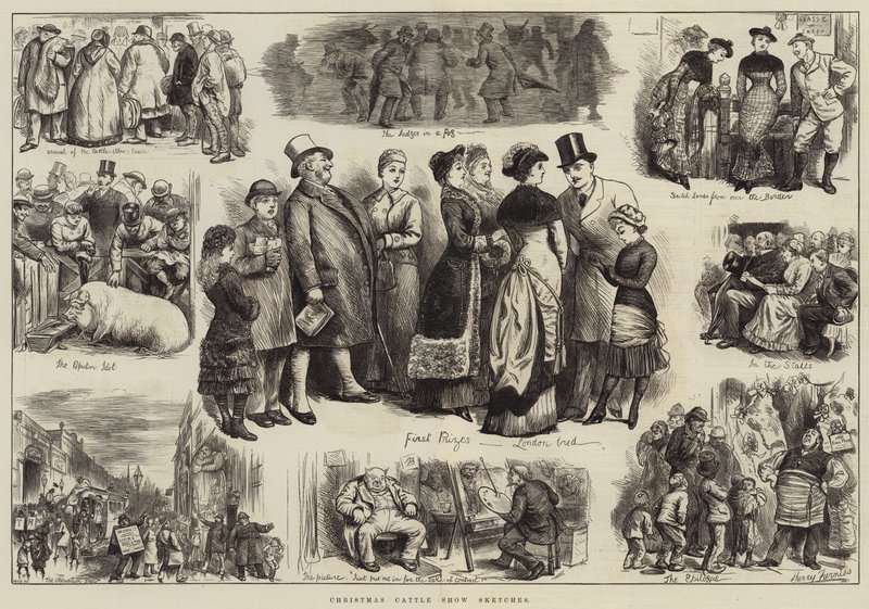 Schizzi della Mostra del Bestiame di Natale da Harry Furniss