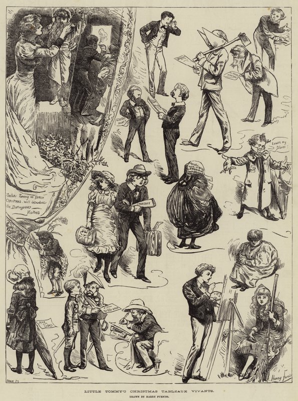 I tableaux vivants di Natale di Little Tommy da Harry Furniss
