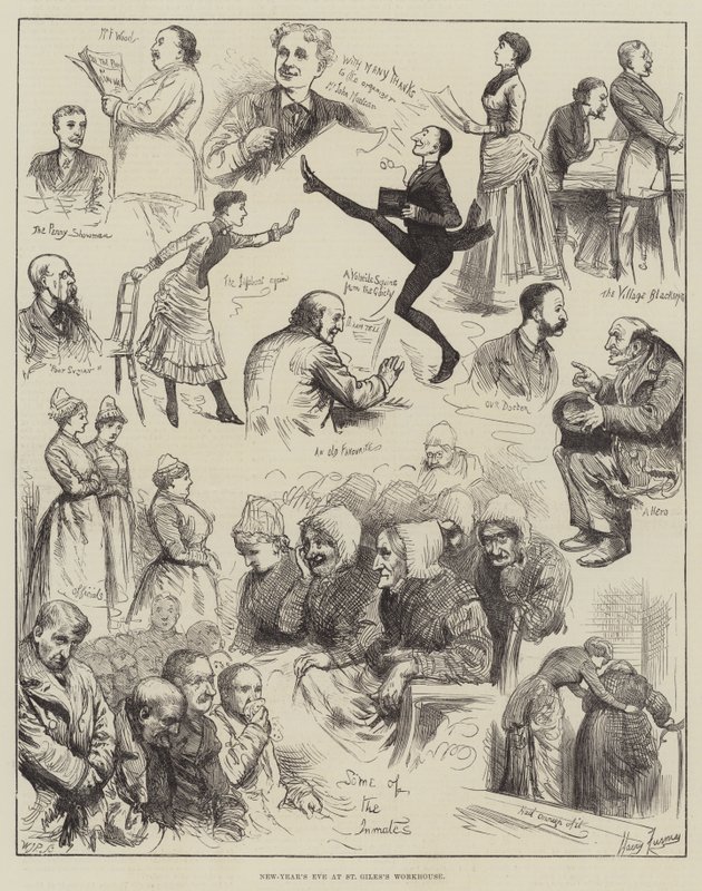 La vigilia di Capodanno al ricovero di St Giles da Harry Furniss