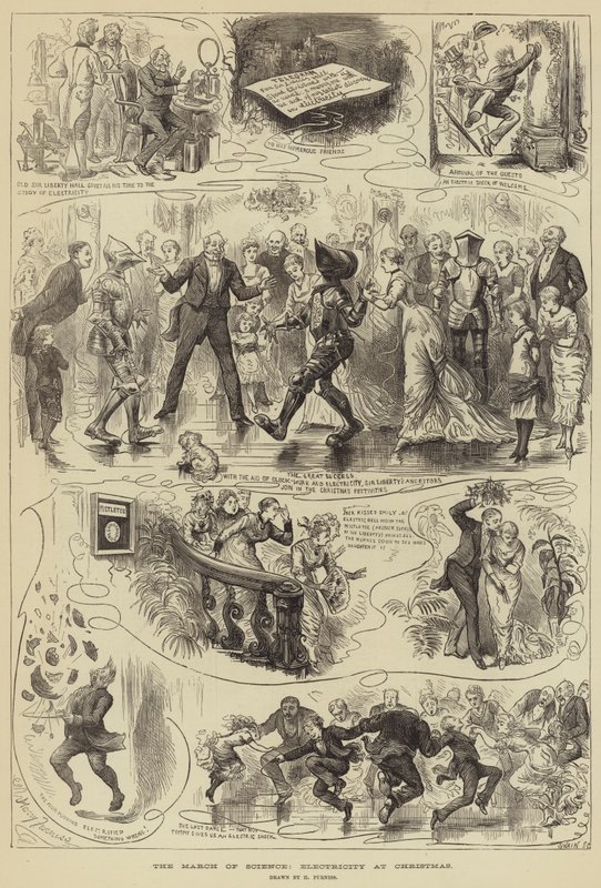 La marcia della scienza, elettricità a Natale da Harry Furniss