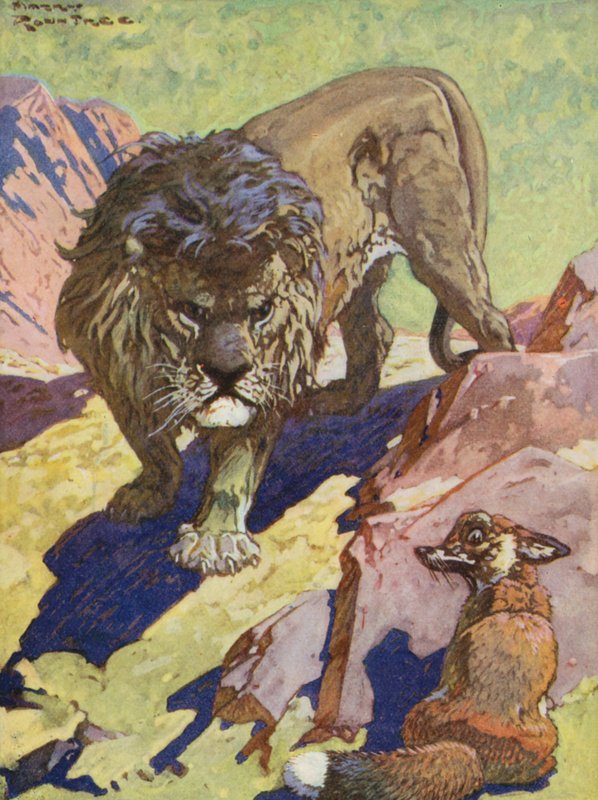 Favole di Esopo: La volpe e il leone da Harry (1878 1950) Rountree
